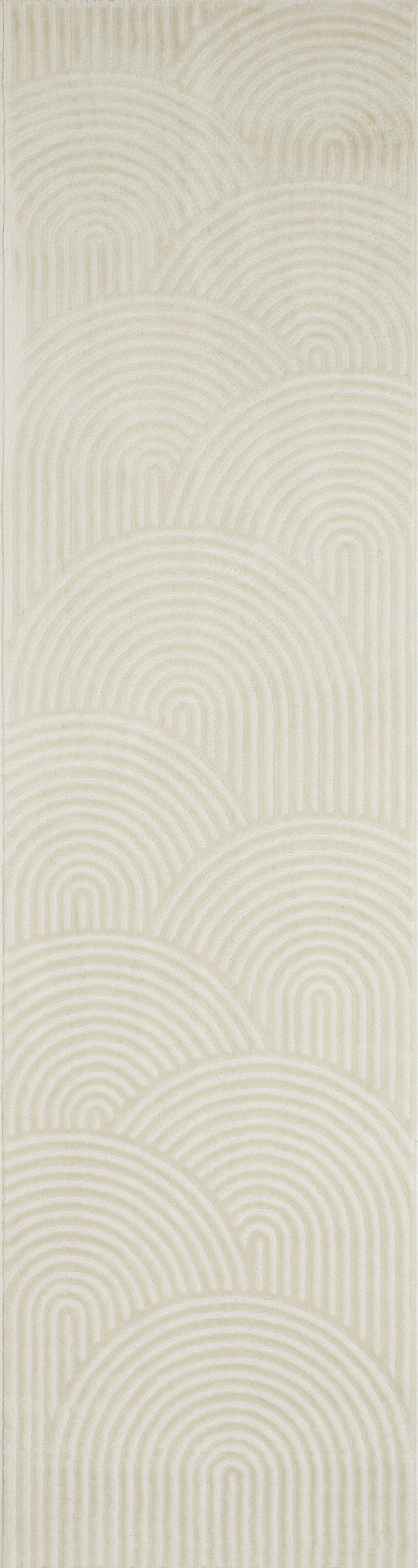 Cream rainbow rug with embossed long pile: BIA157CRE BIANCA