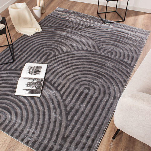 Tapis arc-en-ciel gris avec longs poils en relief : BIA157GRI BIANCA