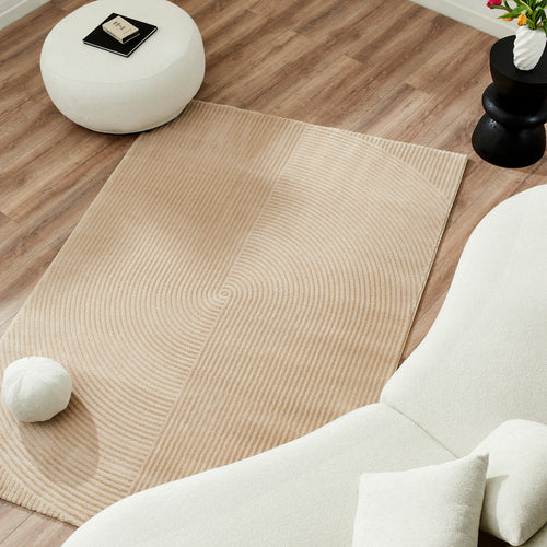 Tapis motif géométrique poils en relief beige : BIA159BEI BIANCA