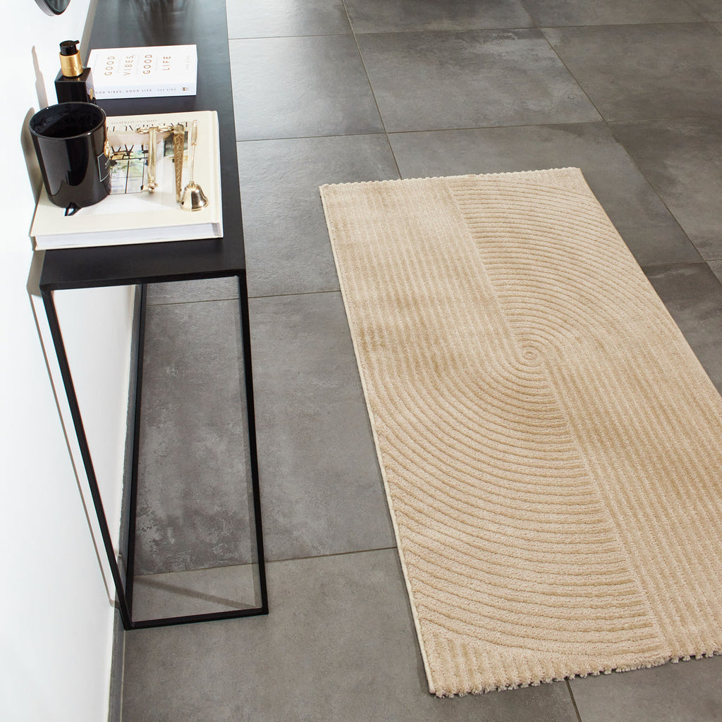 Geometric pattern rug in beige relief pile: BIA159BEI BIANCA