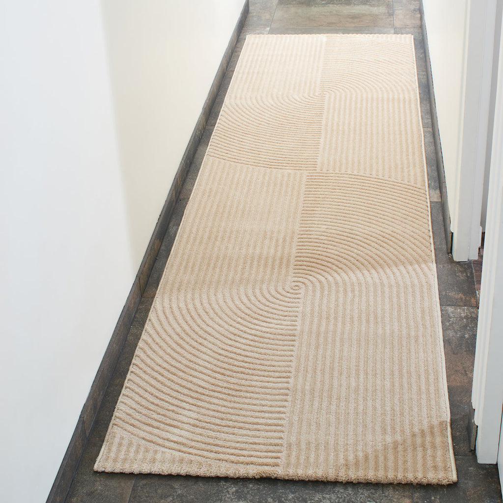 Geometric pattern rug in beige relief pile: BIA159BEI BIANCA