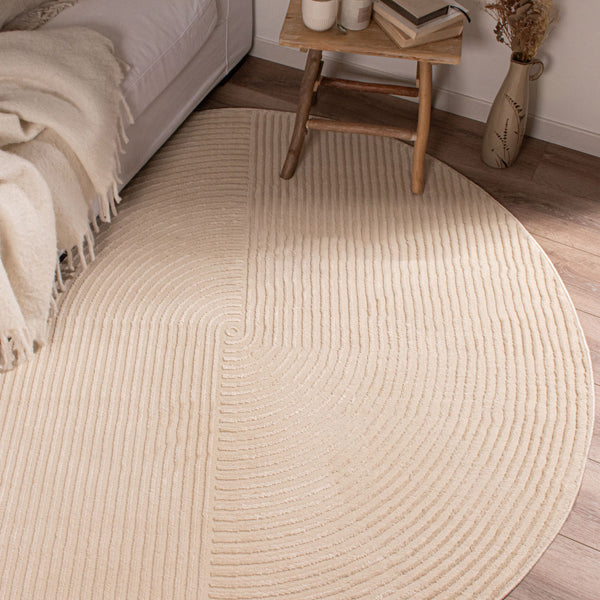 BIANCA - Alfombra moderna redonda color crema con relieve - BIA159CRE BIANCA