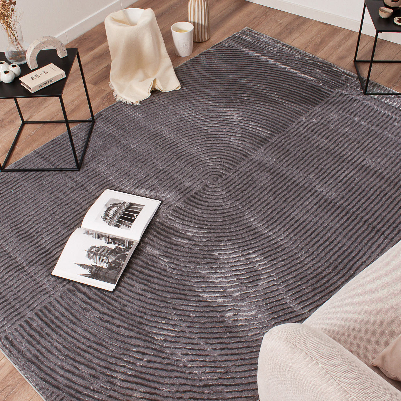 Bianca - Alfombra moderna en relieve gris - BIA159GRI BIANCA