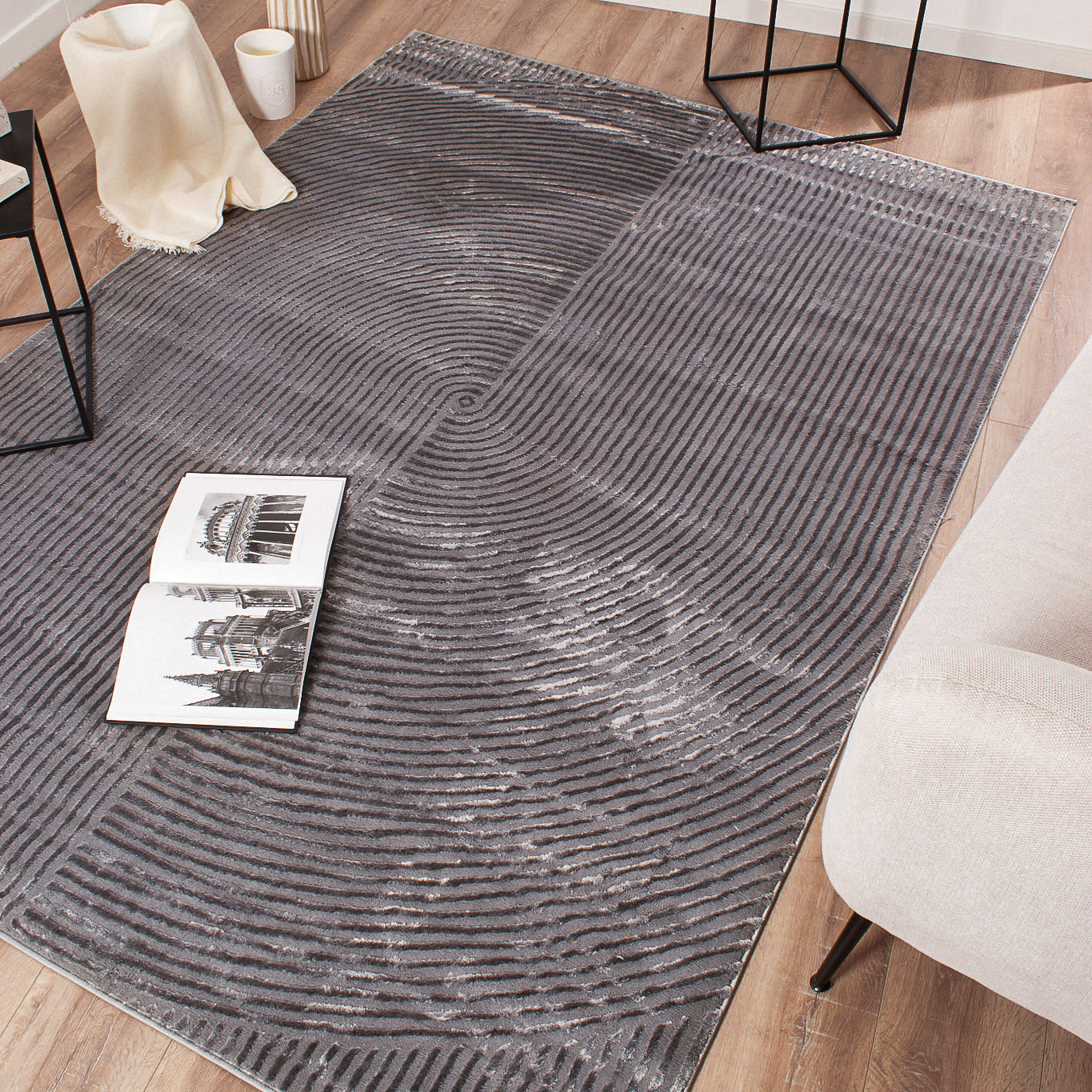 Bianca - Alfombra moderna en relieve gris - BIA159GRI BIANCA