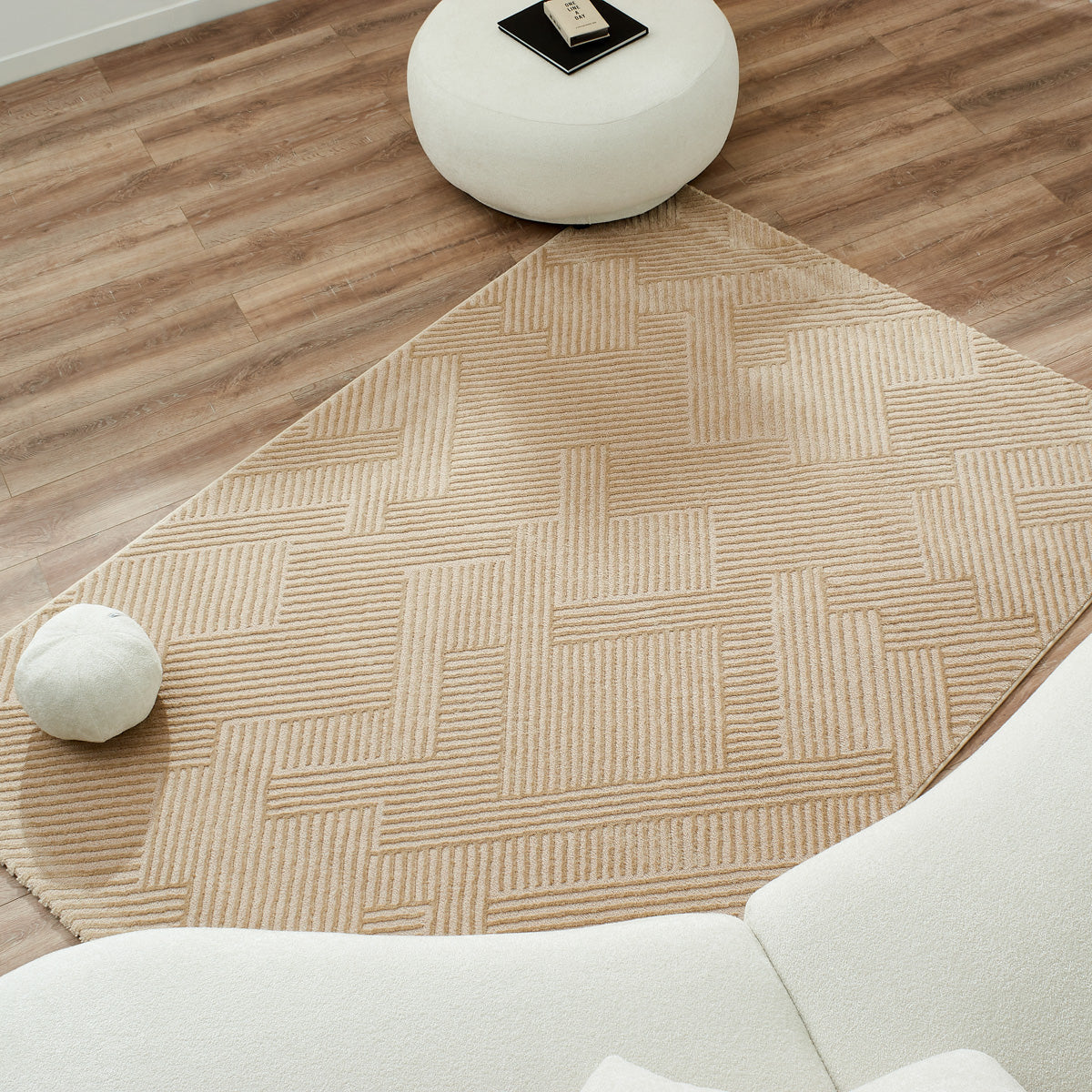 BIANCA - Alfombra de salón moderna beige - BIA160BEI BIANCA