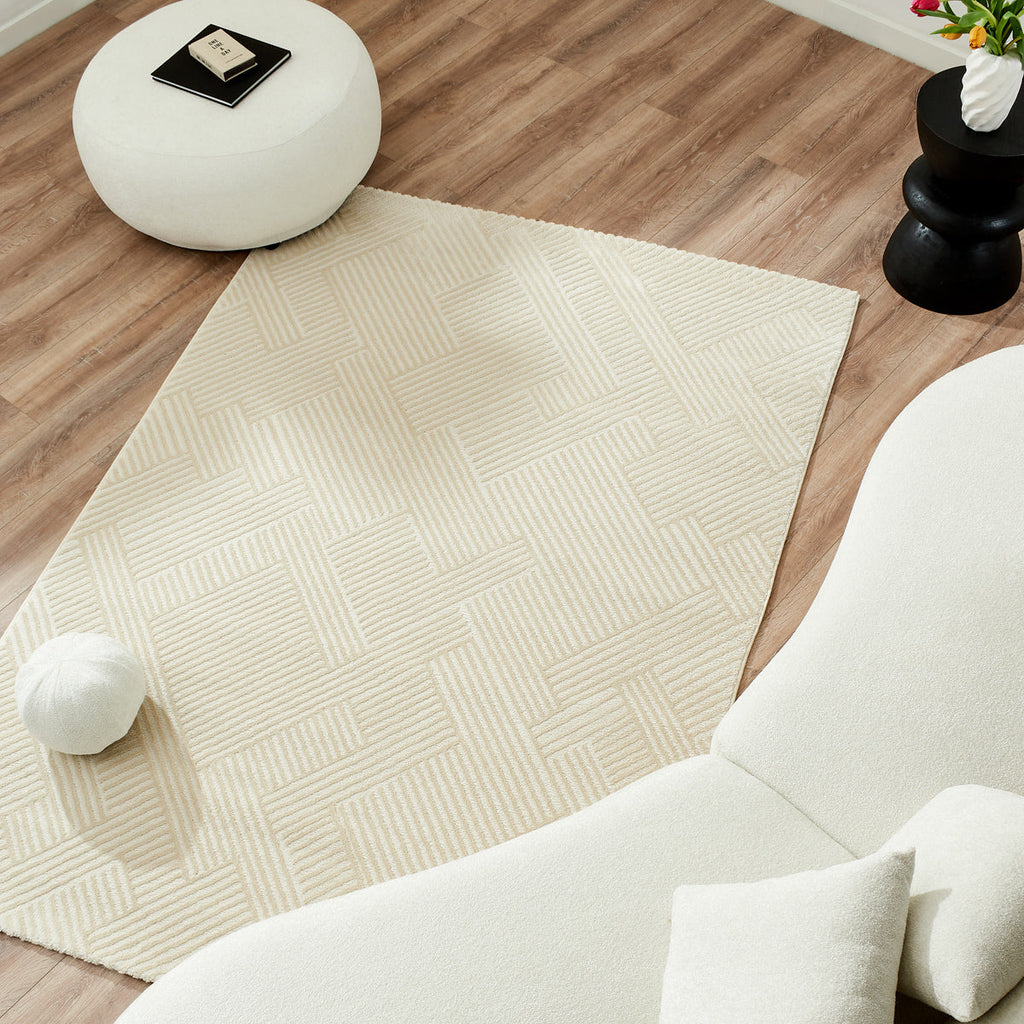 BIANCA - Alfombra de salón moderna color crema - BIA160CRE BIANCA
