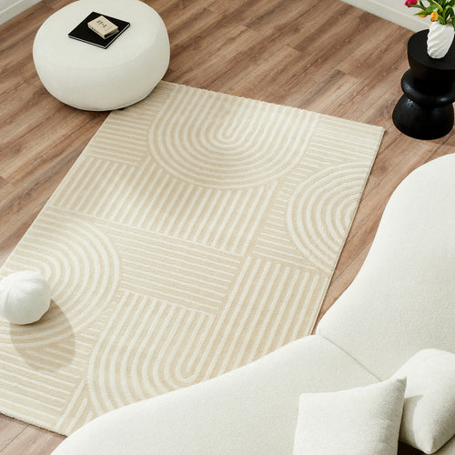 Tapis motif en relief crème : BIA163CRE BIANCA