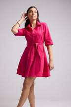 Short Dress - Biba Court Plain - Pink