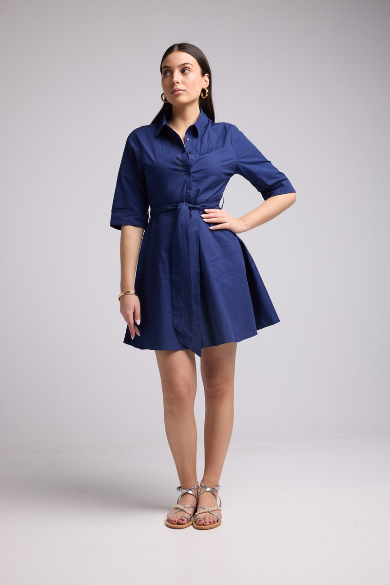 Short Dress - Biba Court Plain - Navy