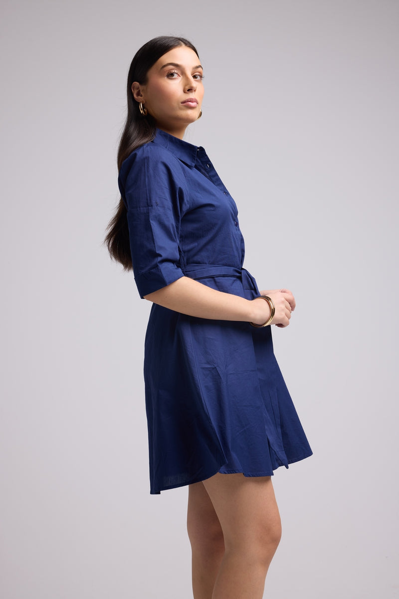 Short Dress - Biba Court Plain - Navy