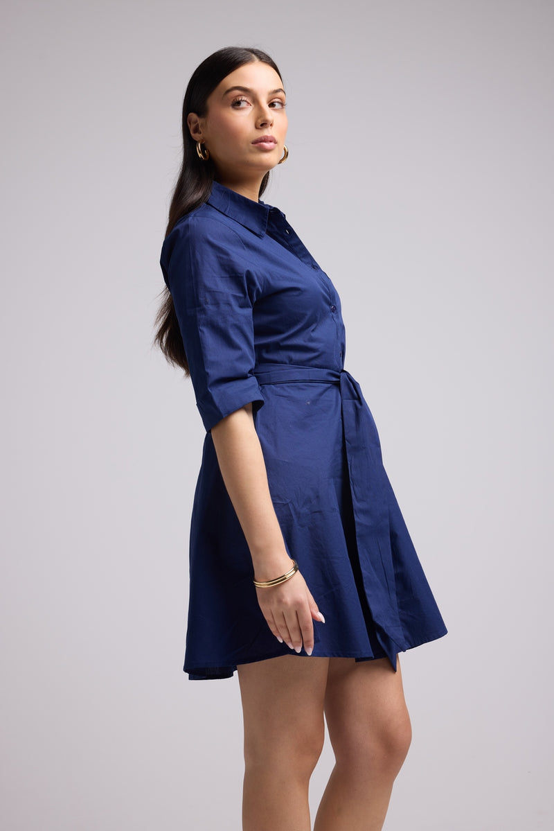 Short Dress - Biba Court Plain - Navy
