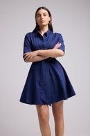 Short Dress - Biba Court Plain - Navy
