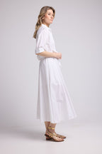 Robe Long Manches Mi Longues - Blanc