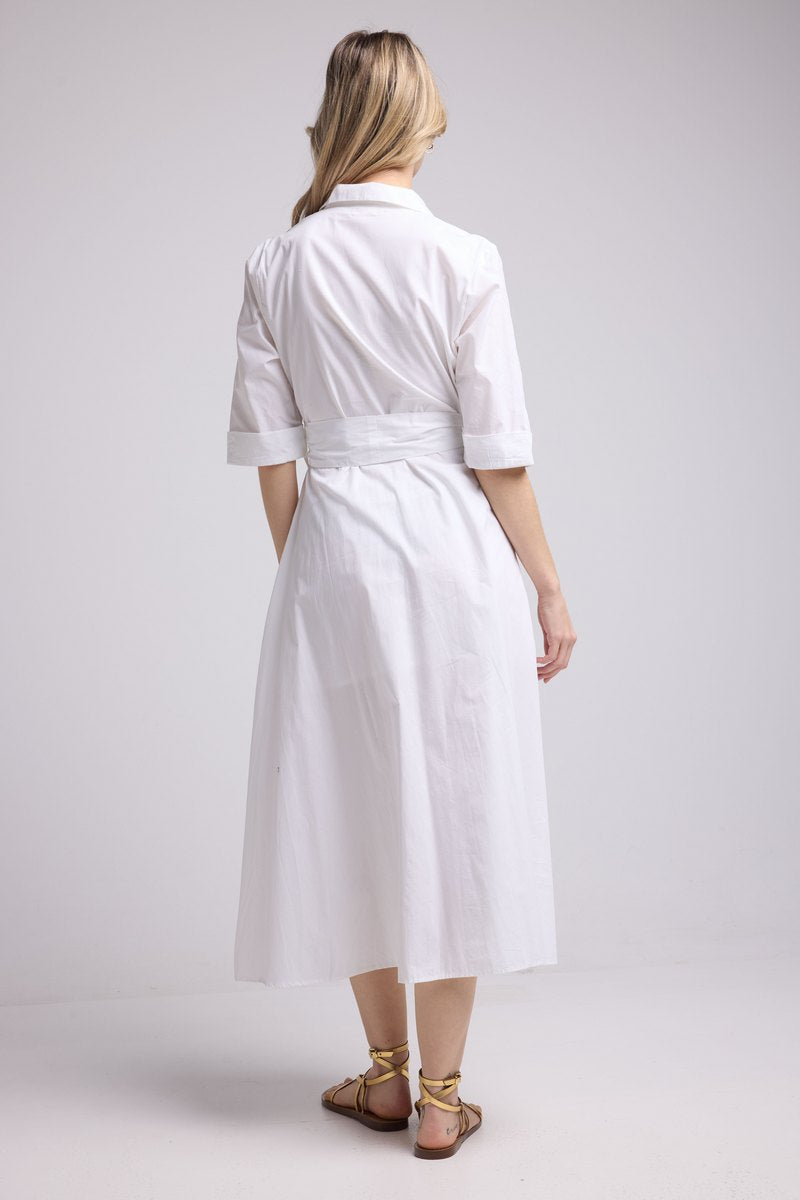 Robe Long Manches Mi Longues - Blanc