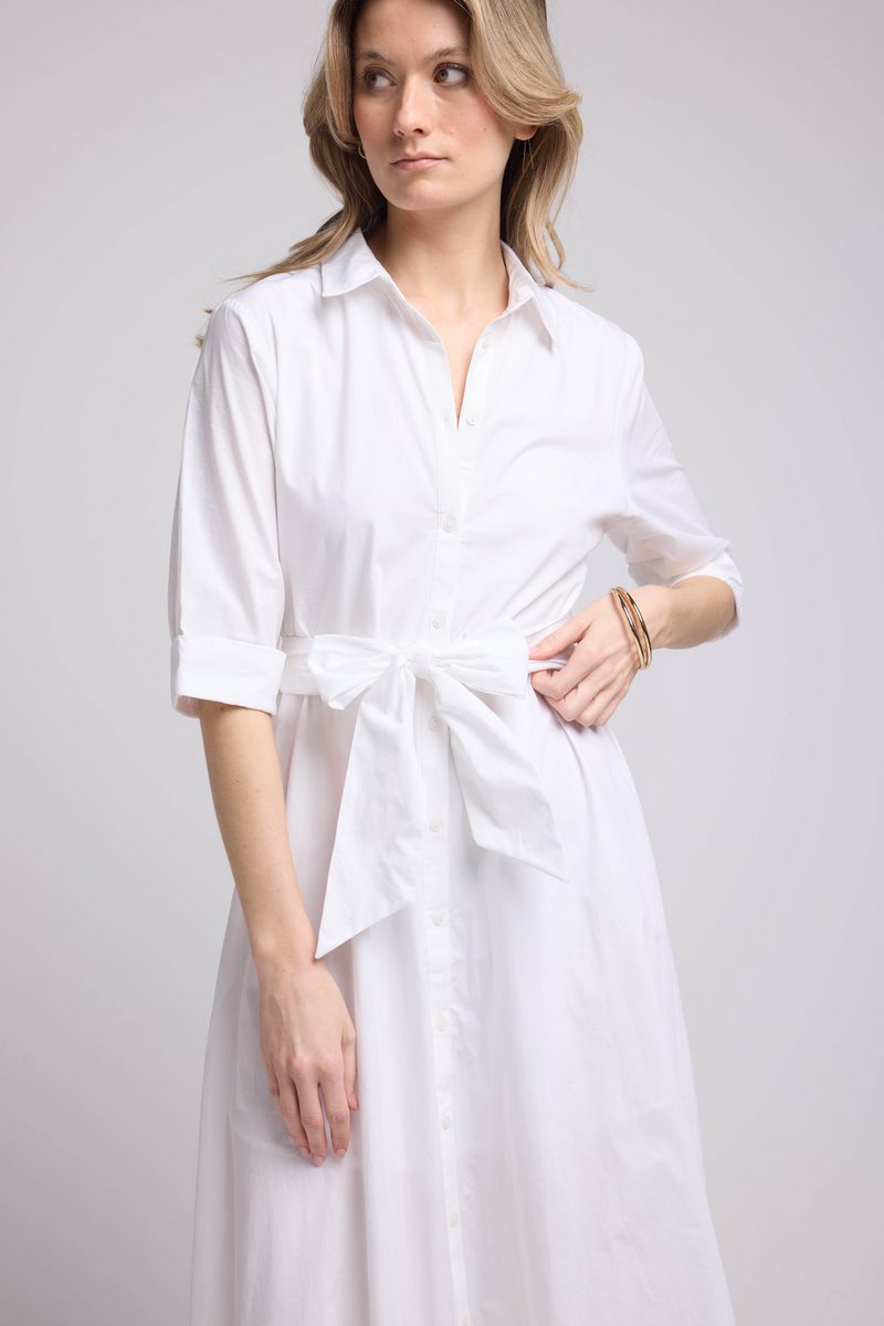 Robe Long Manches Mi Longues - Blanc