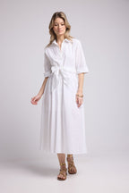Robe Long Manches Mi Longues - Blanc