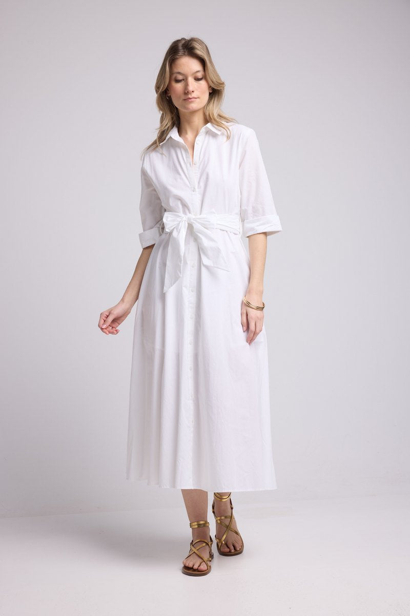 Robe Long Manches Mi Longues - Blanc