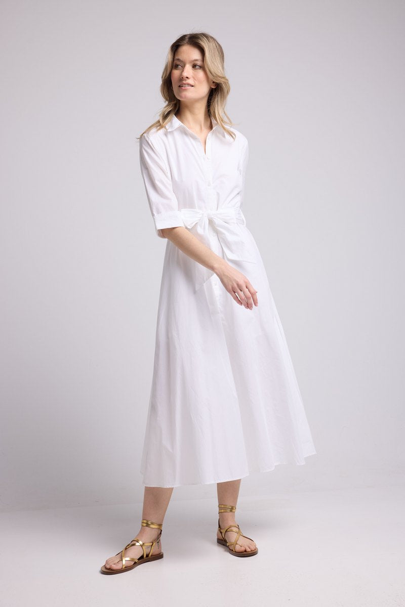 Robe Long Manches Mi Longues - Blanc