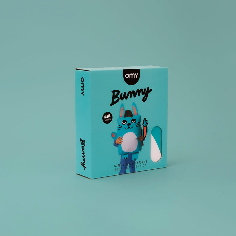 Packaging du coussin gonflable OMY Bunny – Boîte déco colorée pour cadeau original 