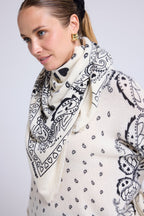 Pañuelo Bandana Unisex 90*90 En Cachemira - Blanco Negro
