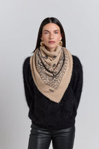 Gran Pañuelo Bandana Presley En Cachemira - Ecoland Beige & Negro - Mixto