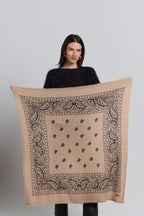 Gran Pañuelo Bandana Presley En Cachemira - Ecoland Beige & Negro - Mixto