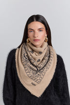 Gran Pañuelo Bandana Presley En Cachemira - Ecoland Beige & Negro - Mixto