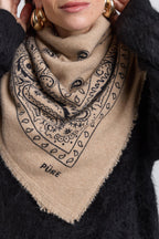 Gran Pañuelo Bandana Presley En Cachemira - Ecoland Beige & Negro - Mixto