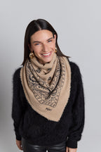 Gran Pañuelo Bandana Presley En Cachemira - Ecoland Beige & Negro - Mixto