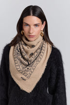 Gran Pañuelo Bandana Presley En Cachemira - Ecoland Beige & Negro - Mixto