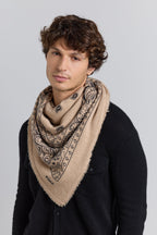 Gran Pañuelo Bandana Presley En Cachemira - Ecoland Beige & Negro - Mixto