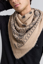 Gran Pañuelo Bandana Presley En Cachemira - Ecoland Beige & Negro - Mixto