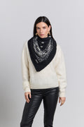 Grande Echarpe Bandana Presley En Cachemire - Noir & Blanc - Mixte