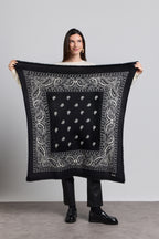 Grande Echarpe Bandana Presley En Cachemire - Noir & Blanc - Mixte