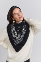 Grande Echarpe Bandana Presley En Cachemire - Noir & Blanc - Mixte