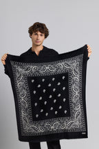 Grande Echarpe Bandana Presley En Cachemire - Noir & Blanc - Mixte