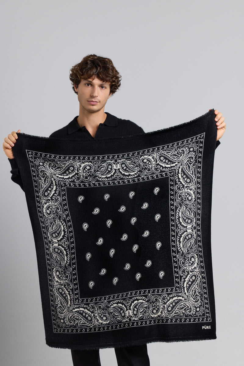 Grande Echarpe Bandana Presley - Noir & Blanc - Mixte