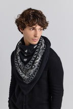 Grande Echarpe Bandana Presley En Cachemire - Noir & Blanc - Mixte