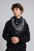 Grande Echarpe Bandana Presley En Cachemire - Noir & Blanc - Mixte