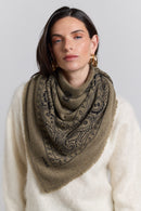 Grande Echarpe Bandana Presley - Vert Khaki & Noir