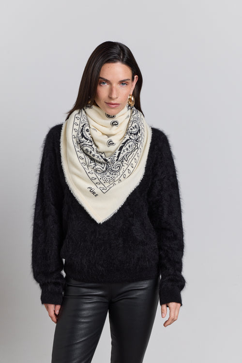 Grande Echarpe Bandana Presley - Blanc & Noir - Mixte