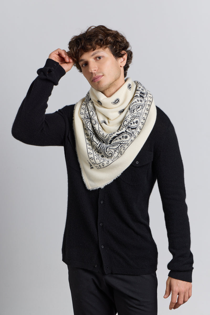 Grande Echarpe Bandana Presley - Blanc & Noir - Mixte