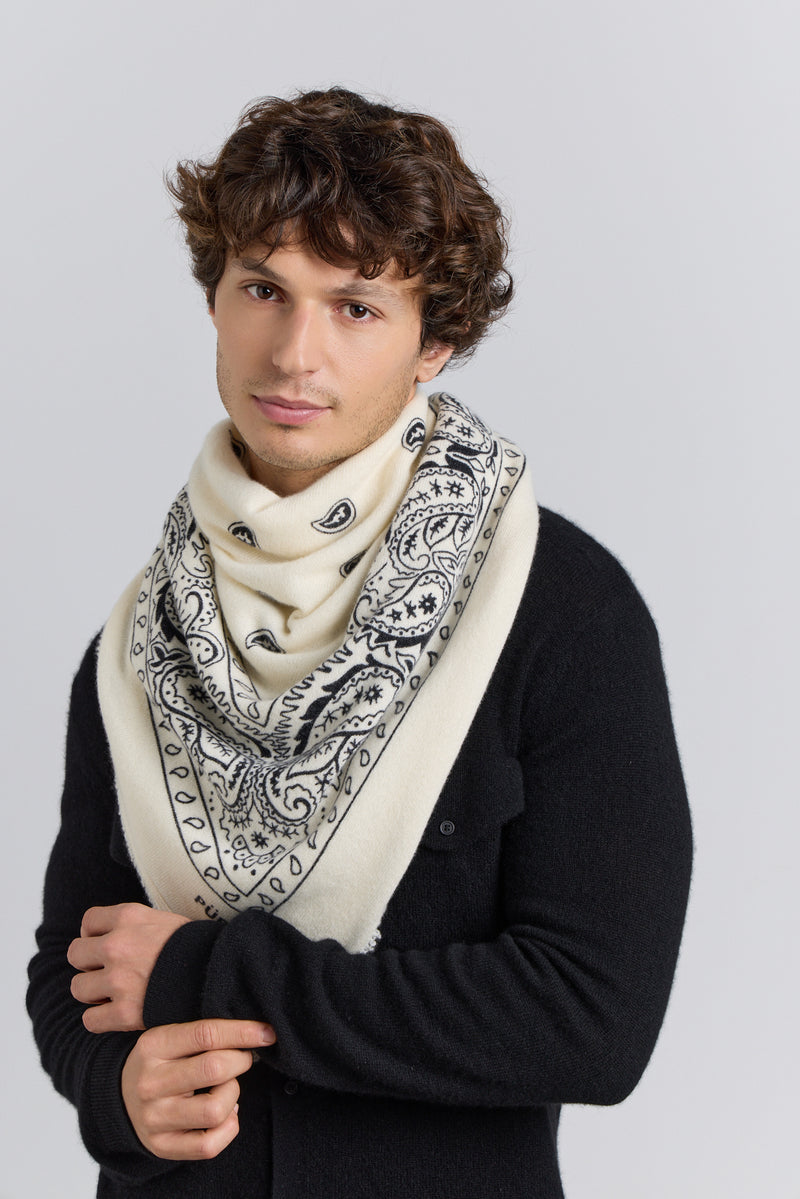 Grande Echarpe Bandana Presley - Blanc & Noir - Mixte