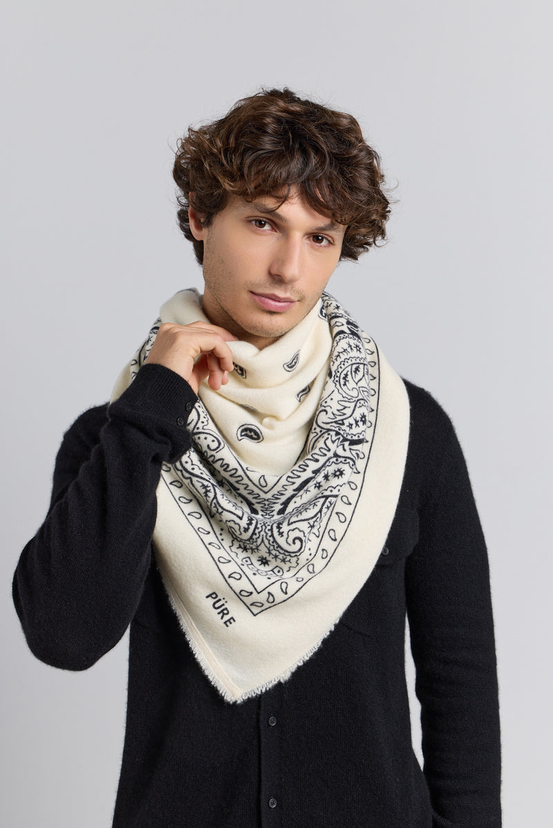 Grande Echarpe Bandana Presley - Blanc & Noir - Mixte