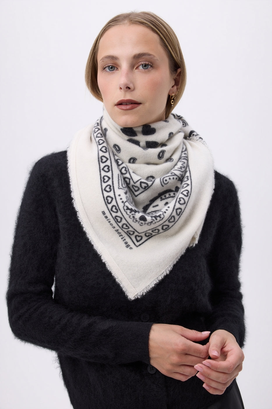 Grande Écharpe Bandana Print Cœur Bandana Big Arizona - Blanc Noir - Homme