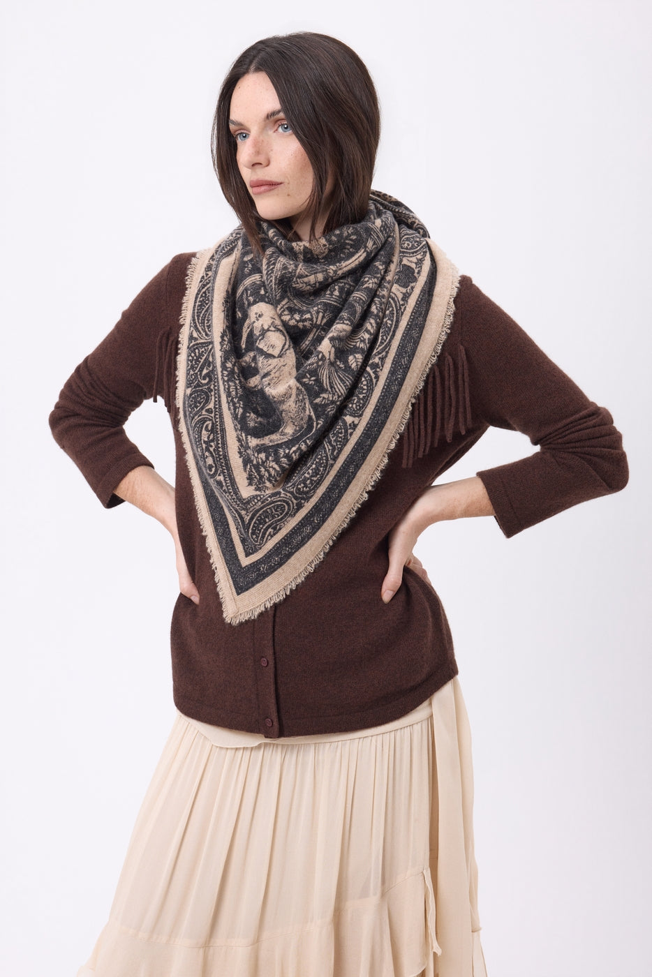 Large Bandana Grande Serre - Cream Beige - Women