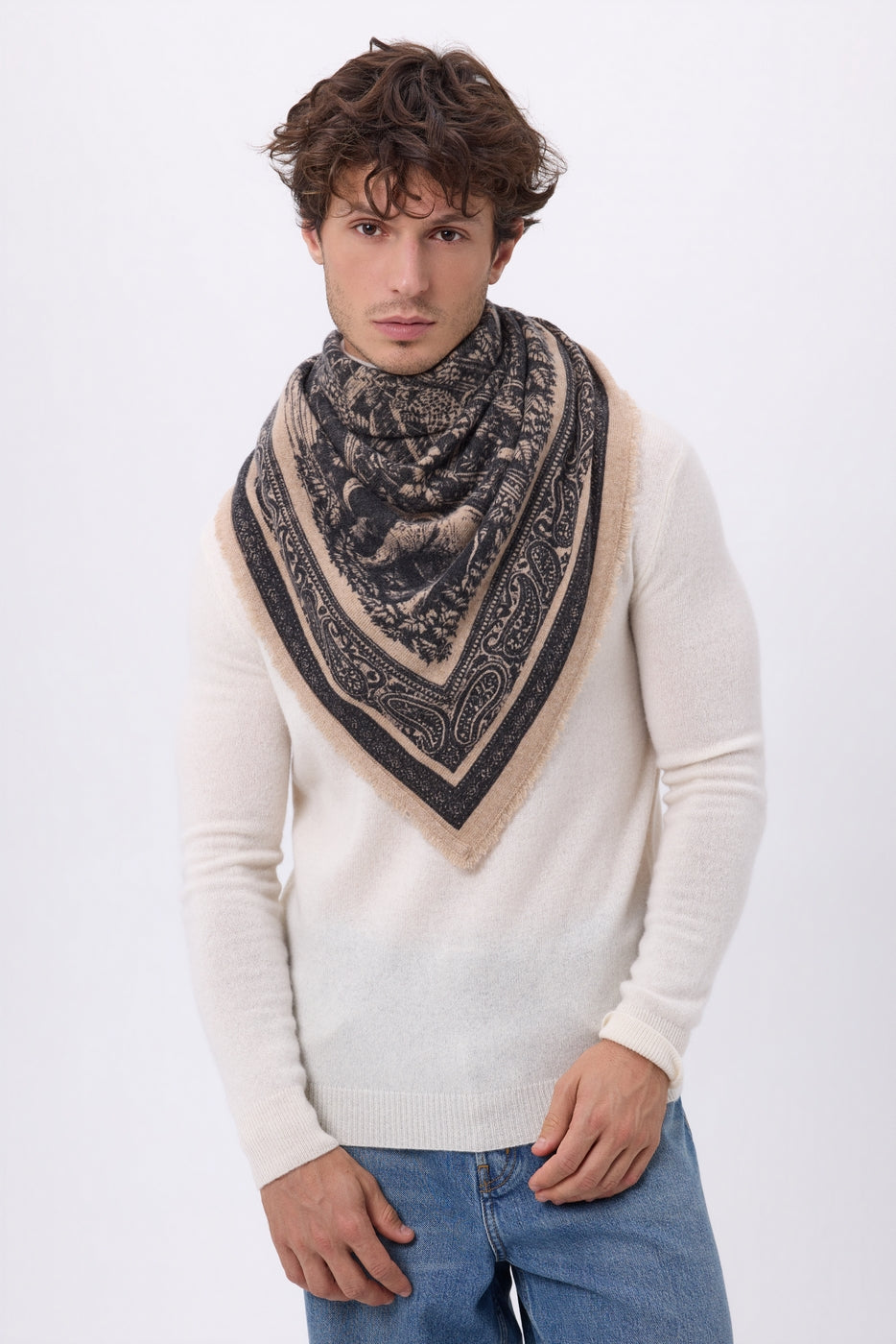 Gran bandana Grande Serre - Beige crema - Hombre