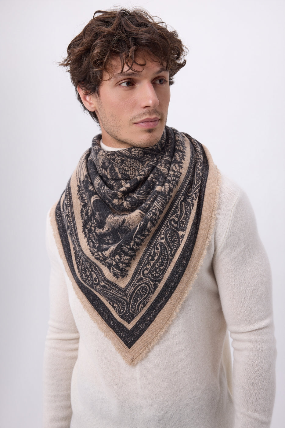 Gran bandana Grande Serre - Beige crema - Hombre