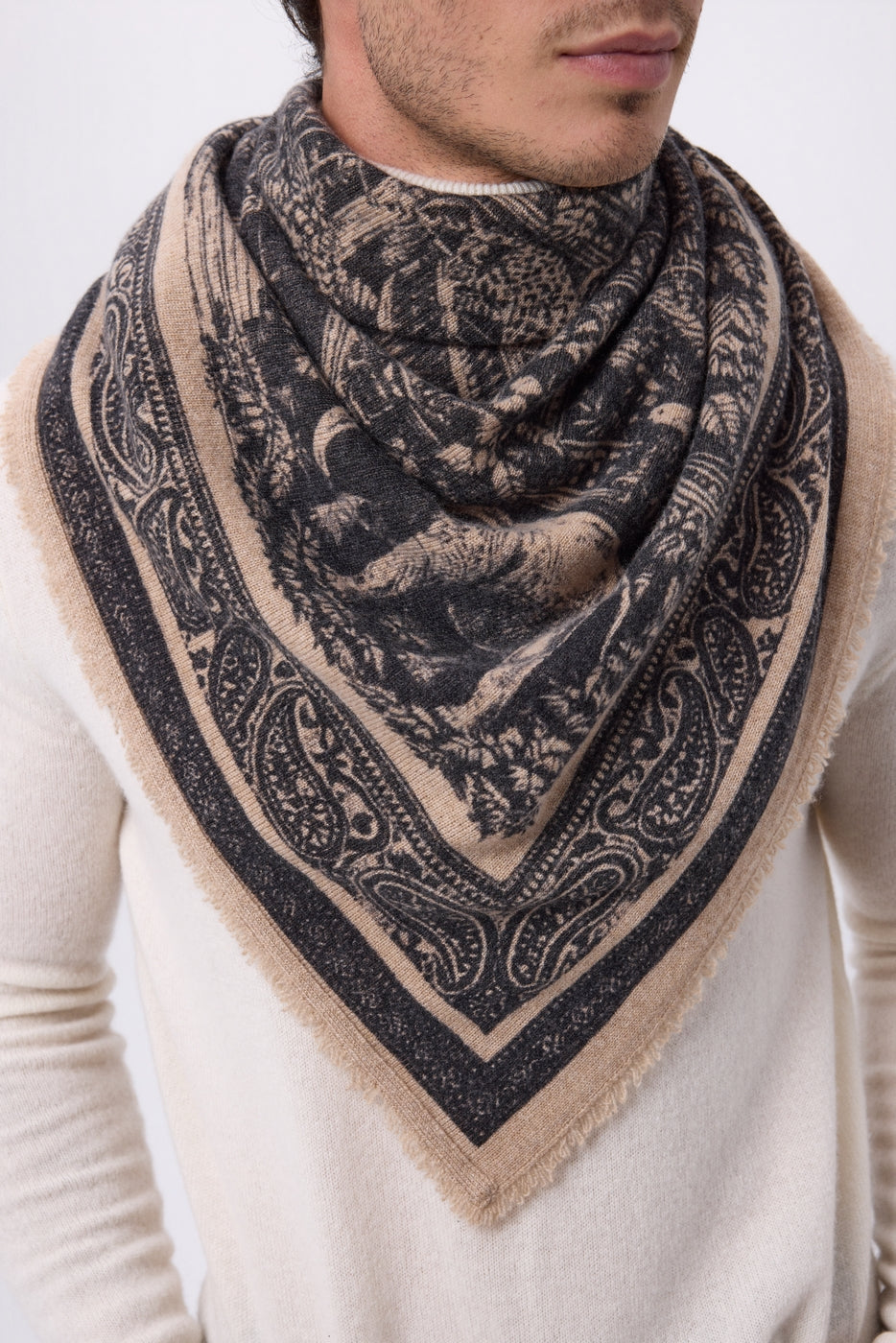 Gran bandana Grande Serre - Beige crema - Hombre