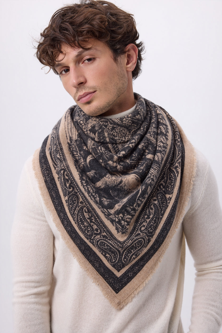 Gran bandana Grande Serre - Beige crema - Hombre